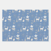White Baby Doe Deer Silver Snowflakes en sterren Inpakpapier Vel (Voorkant 2)