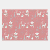 White Baby Doe Deer Silver Snowflakes en sterren Inpakpapier Vel (Voorkant)