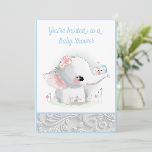 White Baby Elephant Kaart (Staand voorkant)