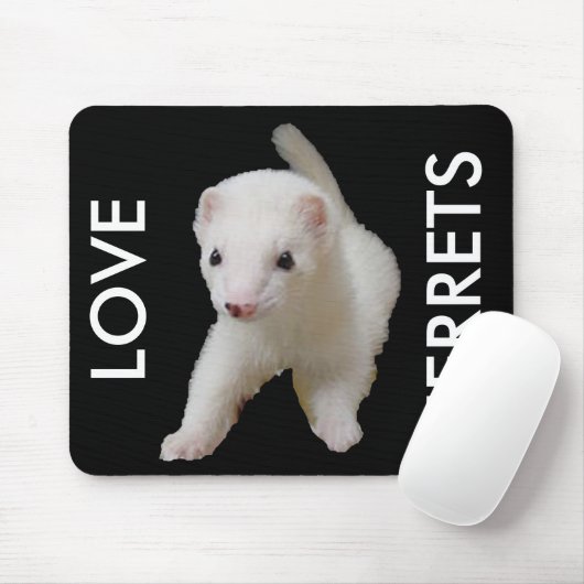 White Baby Ferret Muismat (Met muis)