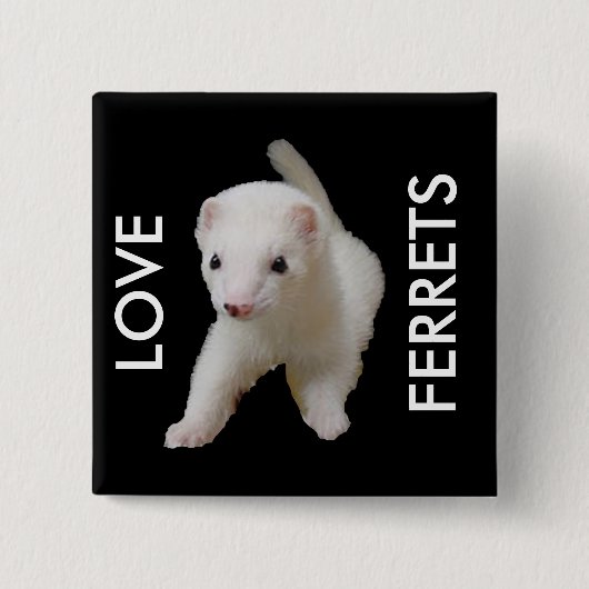 White Baby Ferret Vierkante Button 5,1 Cm (Voorkant)