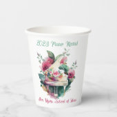 White Baby Grand Piano Overweging Papieren Bekers (Voorkant)