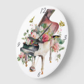 White Baby Grand Piano Waterverf Grote Klok (Hoek)