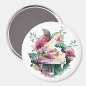 White Baby Grand Piano Waterverf Magneet (Voorkant / Achterkant)