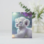 White Baby Lion Cub Fantasy Briefkaart (Staand voorkant)