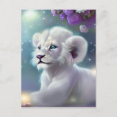 White Baby Lion Cub Fantasy Briefkaart (Voorkant)