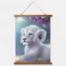 White Baby Lion Cub Fantasy Hangend Wandkleed