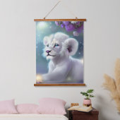 White Baby Lion Cub Fantasy Hangend Wandkleed (Slaapkamer)