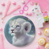 White Baby Lion Cub Fantasy Papieren Bordje (Feest)