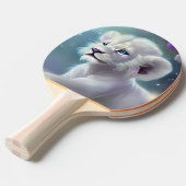 White Baby Lion Cub Fantasy Tafeltennisbatje (Voorkant Gekanteld)
