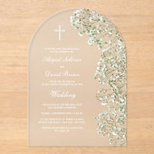 White Baby's Breath Arch Wedding Acryl Uitnodigingen (Voorkant)