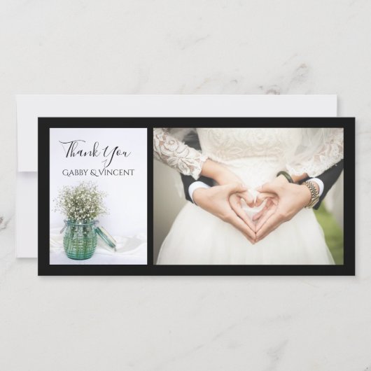 White Babys Breath Blue Jar Vase Weddenschap Bedan Bedankkaart (Voorkant)