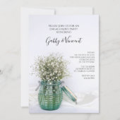 White Babys Breath in Blue Jar Engagement Party Kaart (Voorkant)