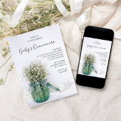 White Babys Breath in Blue Jar Quinceanera Party Kaart