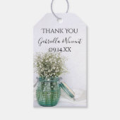 White Babys Breath in Blue Jar Wedding Favor Label Cadeaulabel (Voorkant)