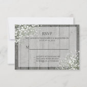 White Baby's Breath Rustic RSVP (Voorkant)