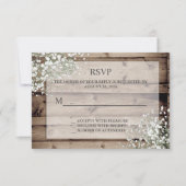 White Baby's Breath Rustic RSVP (Voorkant)