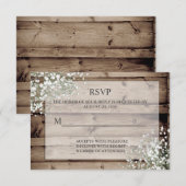 White Baby's Breath Rustic RSVP (Voorkant / Achterkant)
