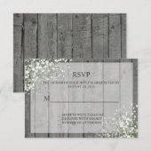 White Baby's Breath Rustic RSVP Kaartje (Voorkant / Achterkant)