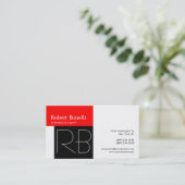 White Back Red Stripe Monogram Visitekaartje (Staand voorkant)