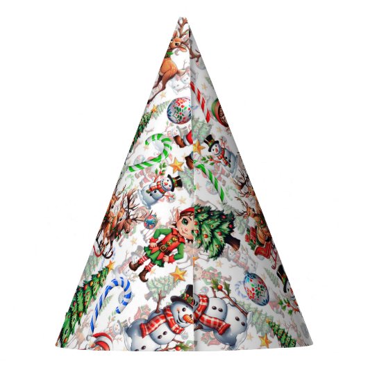 White Background Christmas Decorative Pattern Feesthoedjes (Achterkant)