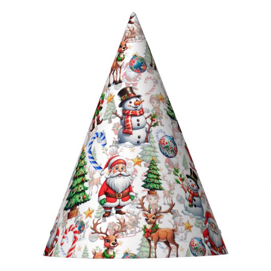 White Background Christmas Decorative Pattern Feesthoedjes (Voorkant)
