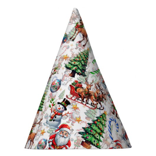 White Background Christmas Decorative Pattern Feesthoedjes (Rechts)