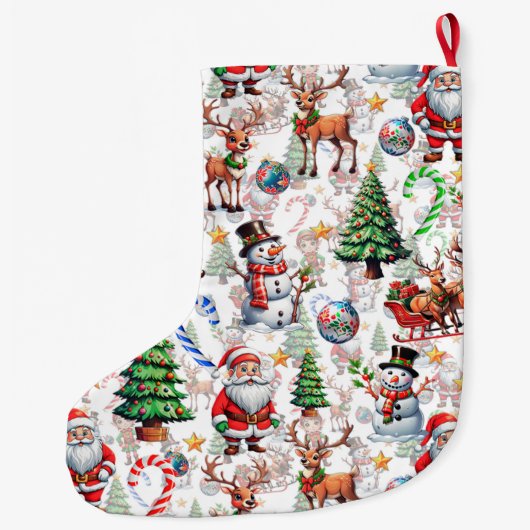 White Background Christmas Decorative Pattern Grote Kerstsok (Achterkant)