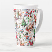 White Background Christmas Decorative Pattern Latte Mok (Rechterhoek)