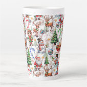 White Background Christmas Decorative Pattern Latte Mok (Voorkant)