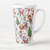 White Background Christmas Decorative Pattern Latte Mok (Rechts)