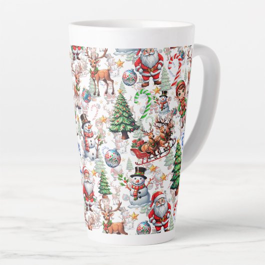 White Background Christmas Decorative Pattern Latte Mok