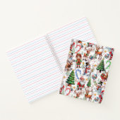 White Background Christmas Decorative Pattern Notitieboek (Binnen)