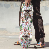 White Background Christmas Decorative Pattern Persoonlijk Skateboard