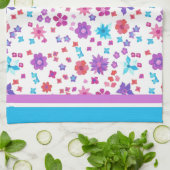 White Background Flower-Power Kitchen Towel Theedoek (Gevouwen)