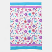 White Background Flower-Power Kitchen Towel Theedoek (Verticaal)