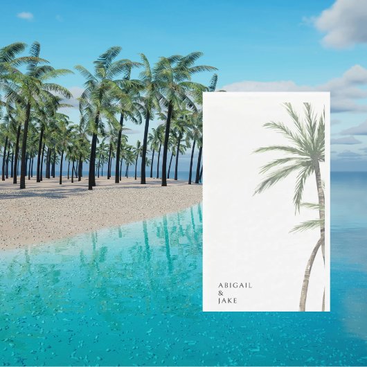 White Background Palm Tree Wedding Servet