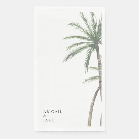 White Background Palm Tree Wedding Servet (Voorkant)