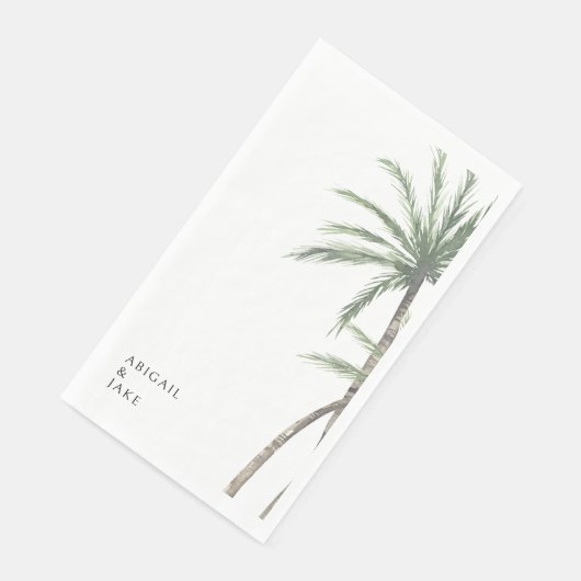 White Background Palm Tree Wedding Servet (Hoek)