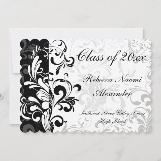 White Background Swirl Afstuderen/Party Kaart (Voorkant)