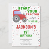 White background Tractor Birthday-uitnodigingen Kaart (Voorkant)