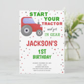 White background Tractor Birthday-uitnodigingen Kaart (Staand voorkant)