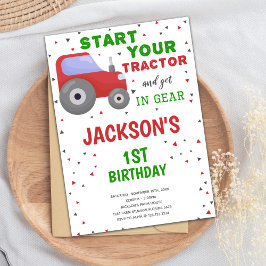 White background Tractor Birthday-uitnodigingen Kaart