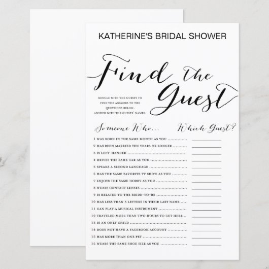 White Background Vrijgezellenfeest Game PRINTED (Voorkant / Achterkant)