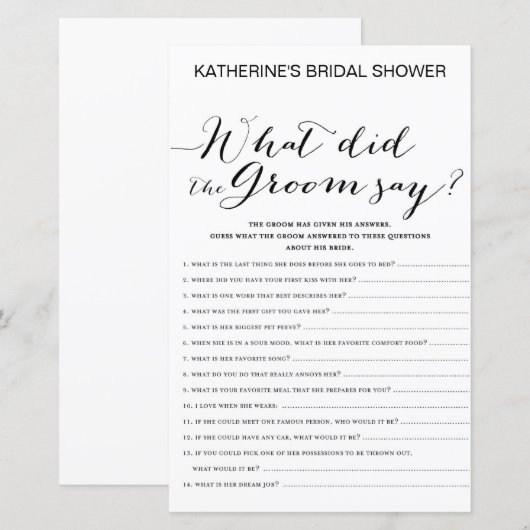 White Background Vrijgezellenfeest Game PRINTED (Voorkant / Achterkant)