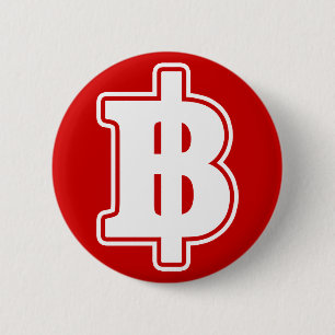 WHITE BAHT SIGN ฿ Thaise ฿ Ronde Button 5,7 Cm