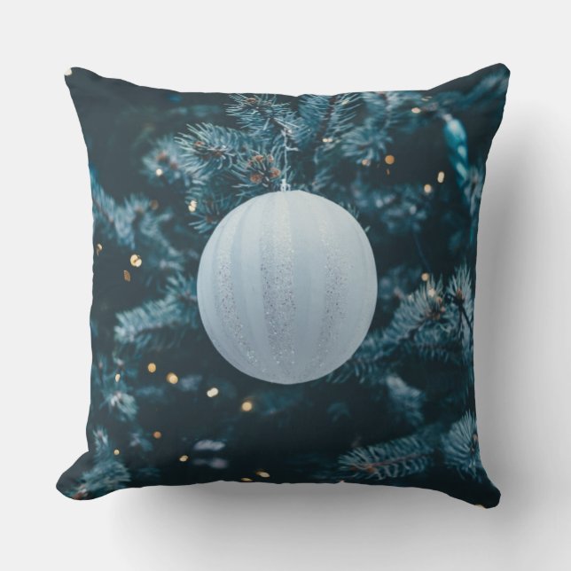 White Ball-kerstsierSierkussen Kussen (Voorkant)