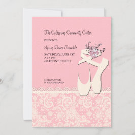 White Ballet Shoes Invitation Kaart
