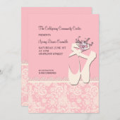 White Ballet Shoes Invitation Kaart (Voorkant / Achterkant)