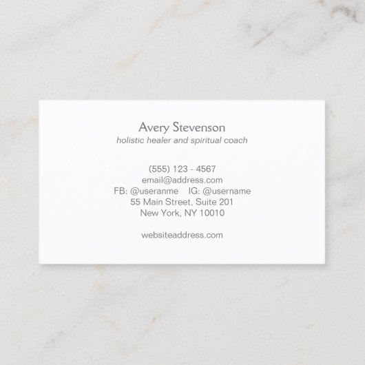 White Bamboo Holistic Health Wellness Visitekaartje (Achterkant)